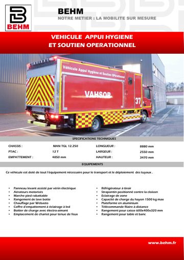 Couverture : Véhicule d'appui hygiène et soutien opérationnel