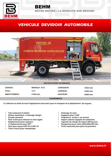 Couverture : Véhicule dévidoir automobile