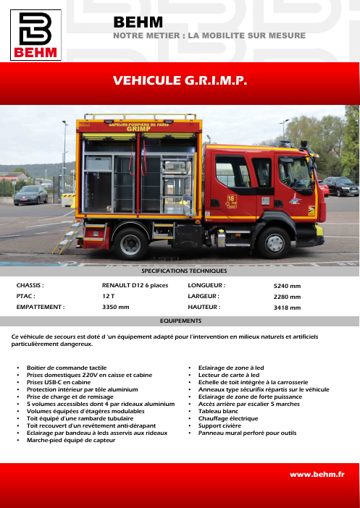 Couverture : Véhicule de secours en milieux périlleux (GRIMP)